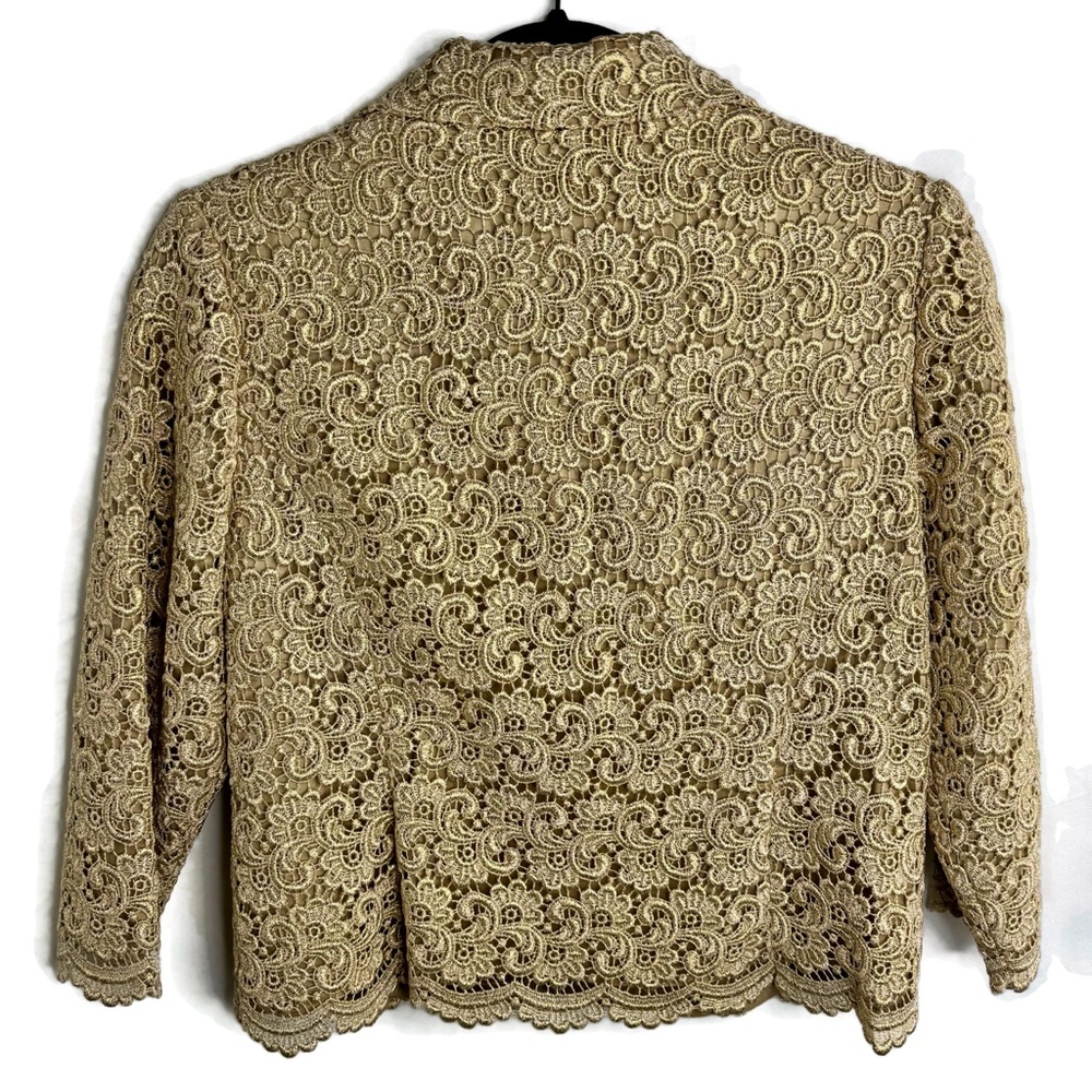 Talbots Gold Lace Formal Bolero Jacket with Gold MetallicThread has shimmer - Picture 2 of 7